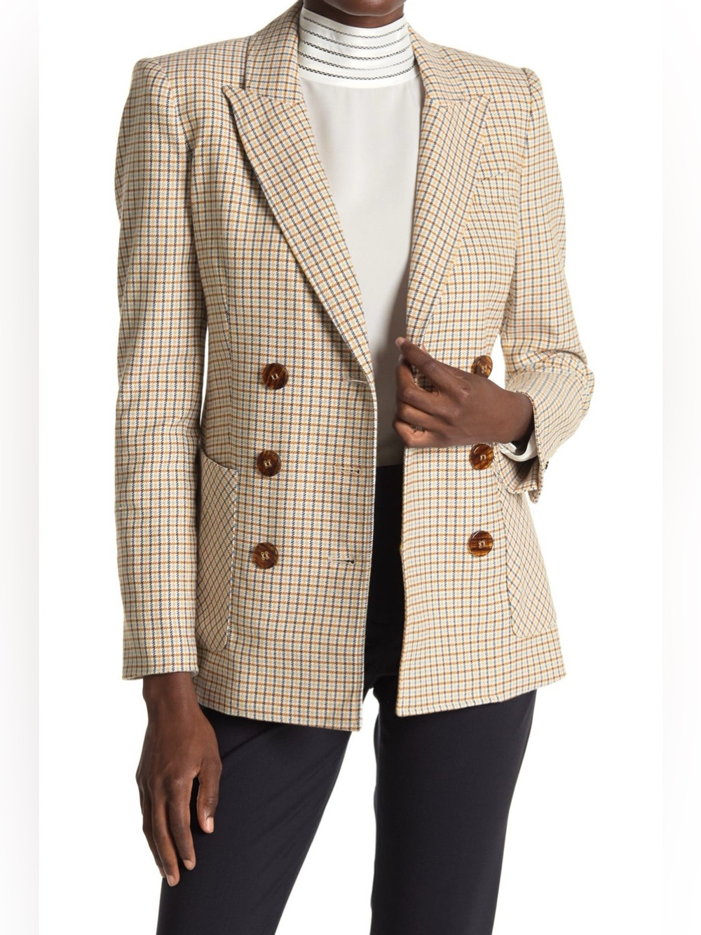 Veronica Beard Elison Plaid Double Breasted Blazer